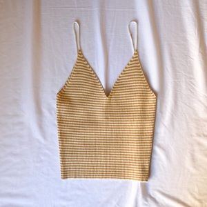 pacsun striped yellow and white tank top